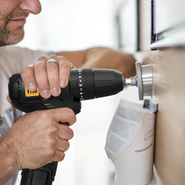 CAT DX1160 12Volt/2.0Ah Li-ion Çift Akülü Kömürsüz Profesyonel Şarjlı Darbeli Matkap + DA01901 32 Parça Aksesuar Seti - 9