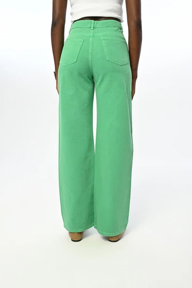 KADIN YAPIŞTIRMA TAŞ İŞLEMELİ DÜZ RENKLİ KOT PANTOLON - 7