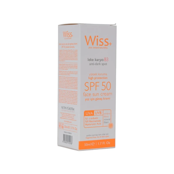 Wiss+ Leke Karşıtı Yüz Güneş Kremi SPF50 50 ml ürün görseli