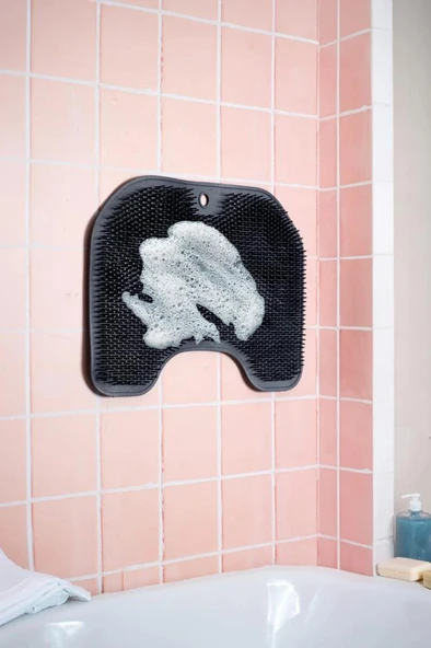 Vantuzlu Sırt ve Ayak Duş Matı, Banyo Duş Küvet İçi Kaymaz Tabanlı Ovma Yıkama Temizleme Matı - Resim 4