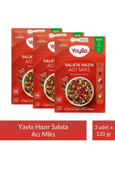 Yayla Salata Hazır Acı Miks 120 gr x 3 Adet