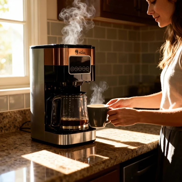 Any Morning SH21615S Dokunmatik Ekranlı Zaman ve Aroma Ayarlı Filtre Kahve Makinesi Bakır Rengi - Resim 4