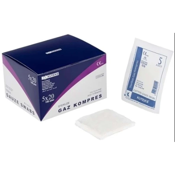 Kuteks Steril Gaz Kompres 7,5 x 7,5cm (5x20) 100lü ürün görseli