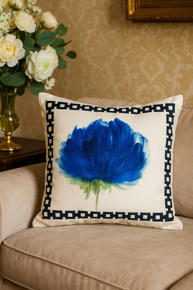 eshowrom Blue Bloom Dekoratif Kırlent-43*43 ürün görseli