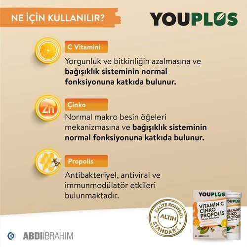 Youplus Vitamin C Çinko Propolis 20 Efervesan Tablet - Resim 2