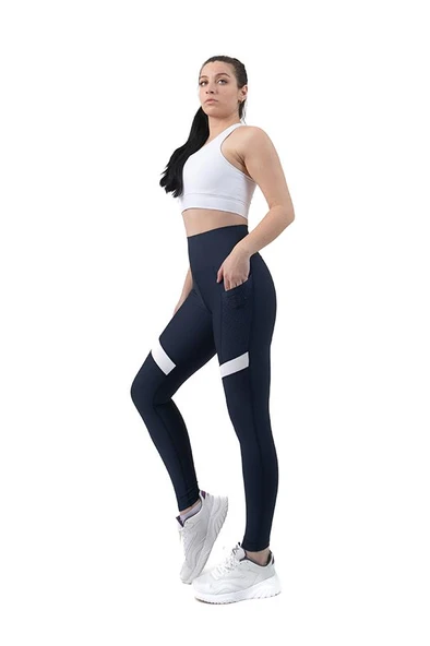 Lazer Kesim Cepli Lacivert-beyaz Spor Tayt - glint.2462 ürün görseli 1