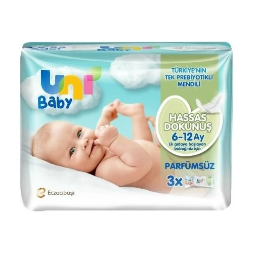 Uni Baby Hassas Dokunuş 6-12 Ay Islak Mendil 52 Yaprak - 3 Adet - Resim 3