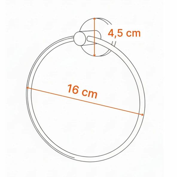 Vidalı Siyah Renkli Yuvarlak 16 cm Banyo Mutfak Lavabo Pratik Havluluk Askılığı - Resim 5