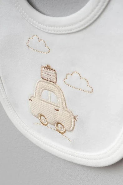 Bebitof %100 Pamuk Bulutlu Araba Desenli 5 Parça Yenidoğan Hastane Çıkışı Zıbın Seti BBTF.KRM.20109 - 4