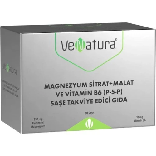 VeNatura Magnezyum Sitrat Malat ve Vitamin B6 P-5-P 30 Saşe ürün görseli 1