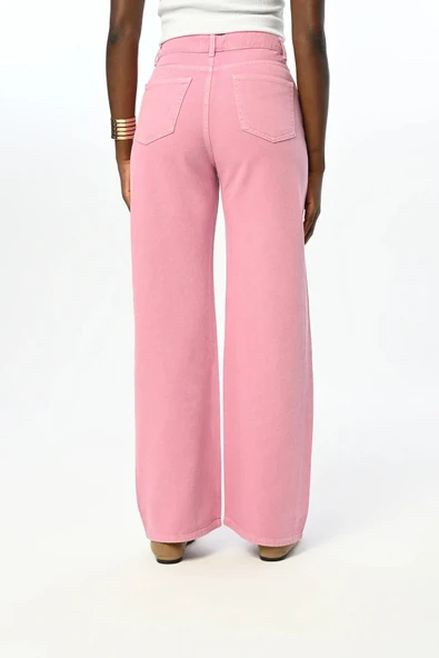 KADIN YAPIŞTIRMA TAŞ İŞLEMELİ DÜZ RENKLİ KOT PANTOLON - 8