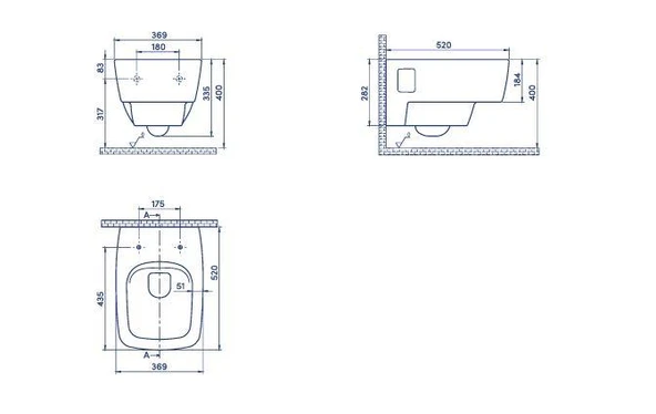 Turkuaz Yeni Mona Rimless Asma Klozet ve Yeni Mona Slim Yavaş Kapanan PP Kapak - Resim 4