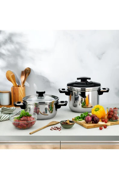 İn-Safe 2 li Düdüklü Tencere Seti 4 Parça-Siyah - Resim 3