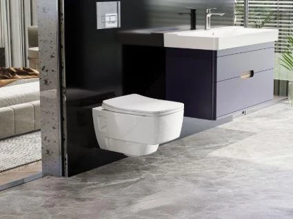 Turkuaz Yeni Mona Rimless Asma Klozet ve Yeni Mona Slim Yavaş Kapanan PP Kapak - Resim 3