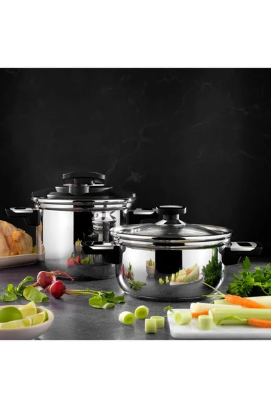İn-Safe 2 li Düdüklü Tencere Seti 4 Parça-Siyah - Resim 6