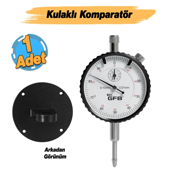 Mekanik Analog İbreli Kulaklı Komparatör Saati 0.1 mm-10 mm Mekanik Kadranlı Çevrimli Ölçüm Ayaksız - Resim 4