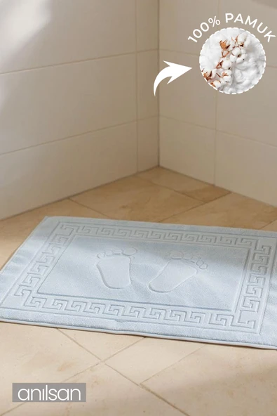 Mavi Greek Ayak Havlusu - 50x70 Cm, 245 Gr, %100 Pamuk, Spa Ve Otel Banyo Paspası, Günlük Kullanıma Uygun