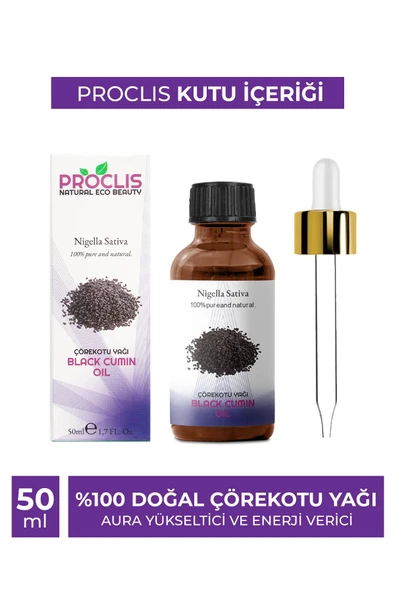 PROCLİS %100 Doğal Soğuk Sıkım  Sabit Çörekotu Yağı, Black Cumin Oil, 50 ml - 2