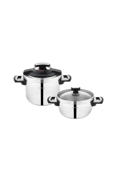 İn-Safe 2 li Düdüklü Tencere Seti 4 Parça-Siyah - Resim 7