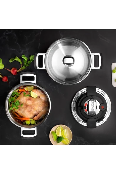 İn-Safe 2 li Düdüklü Tencere Seti 4 Parça-Siyah - Resim 5