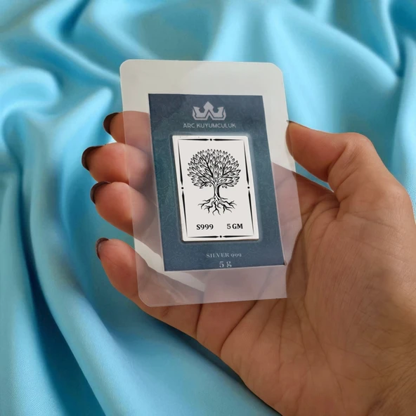Sevgi ve Hayatı Simgeleyen Hayat Ağacı Temalı Hediyeye Özel 999 Ayar Gümüş Külçesi-661 - 2