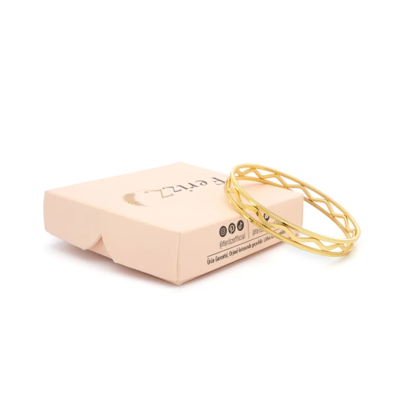 Altın Kaplama İmitasyon Oluklu Ve Zigzag Ajda Bilezik BLZ-3126 - Resim 3