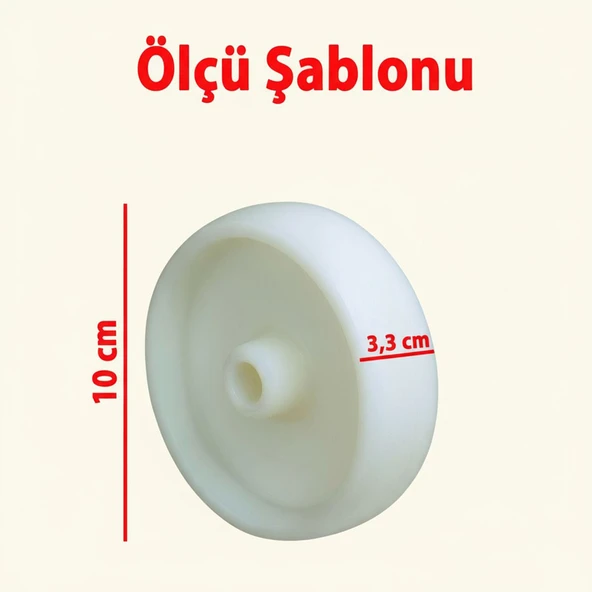 Yedek Teker Beyaz 100x35 mm Dayanıklı Sanayi Tipi Ekipman Tekerleği - Resim 3