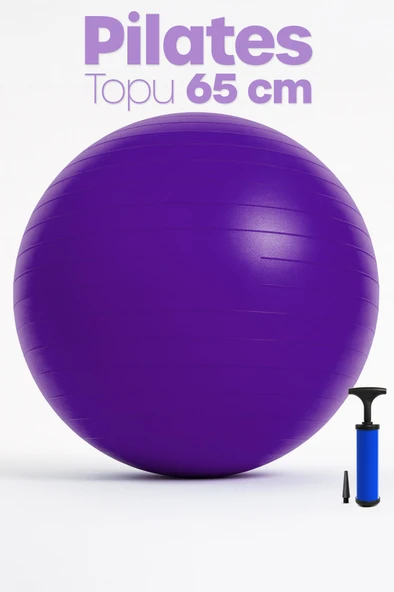 65 cm Pilates Topu ve Pompa Seti | 155-170 cm Boy İçin Uygun Dayanıklı Anti-Slip Mor ürün görseli 1