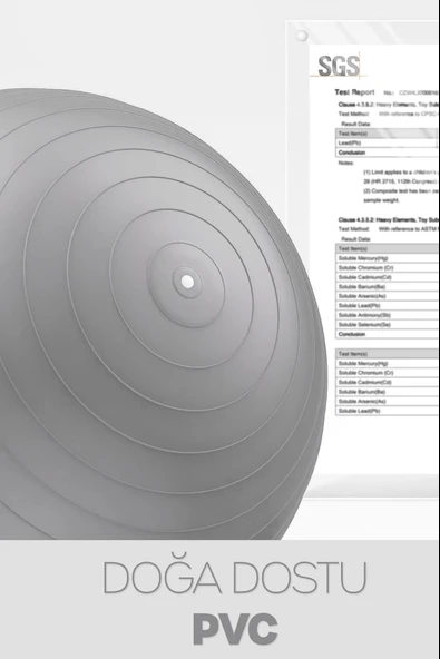 65 cm Pilates Topu ve Pompa Seti | 155-170 cm Boy İçin Uygun Dayanıklı Anti-Slip Gri - Resim 6