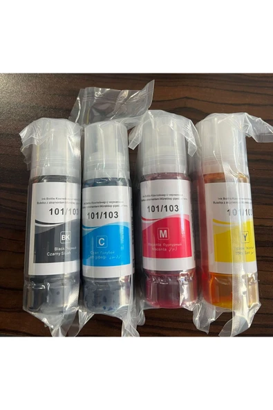 Muadil 103 L1110/l3110/l3111/l3150/l3156/l3151/l5190 Uyumlu 4 Renk Mürekkep Renkli 70ML ürün görseli 1