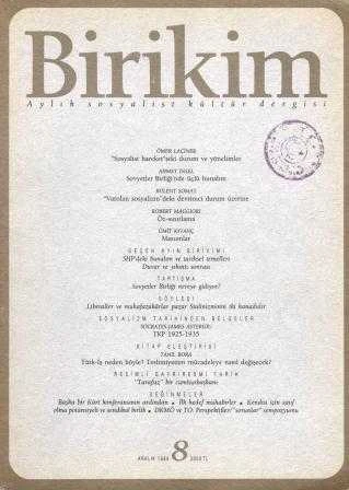 Birikim Aylık Sosyalist Kültür Dergisi Yıl: Aralık 1989 Sayı: 8 ürün görseli 1