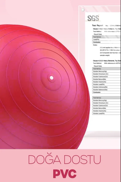 65 cm Pilates Topu ve Pompa Seti | 155-170 cm Boy İçin Uygun Dayanıklı Anti-Slip Kırmızı - Resim 6