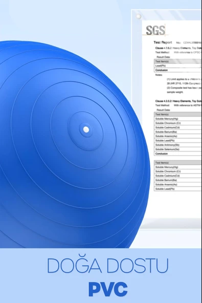 65 cm Pilates Topu ve Pompa Seti | 155-170 cm Boy İçin Uygun Dayanıklı Anti-Slip Mavi - Resim 6