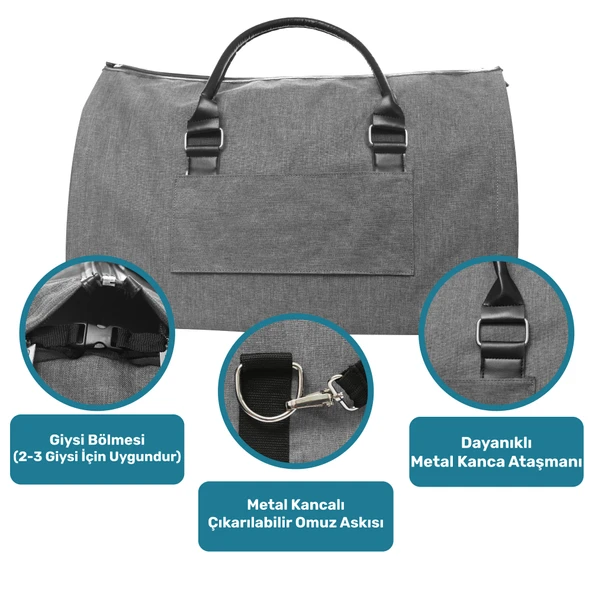 2’si 1 Arada Omuz Seyahat Çantası ve Elbise Çantası Katlanabilir, Ayakkabı Çantası, Çok Amaçlı Çanta - 11