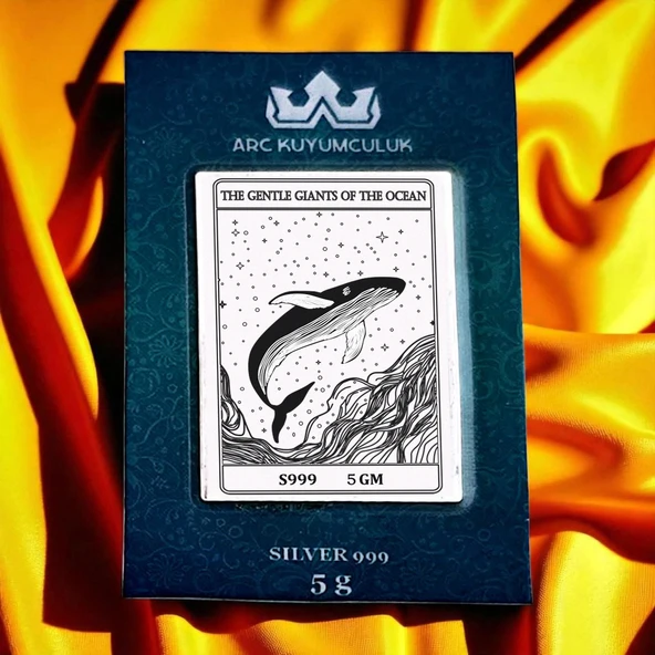 Güç ve Özgürlüğün Simgesi Olan Balina Temalı Hediyeye Özel 999 Ayar Gümüş Külçesi-662