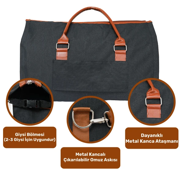2’si 1 Arada Omuz Seyahat Çantası ve Elbise Çantası Katlanabilir, Ayakkabı Çantası, Çok Amaçlı Çanta - 3