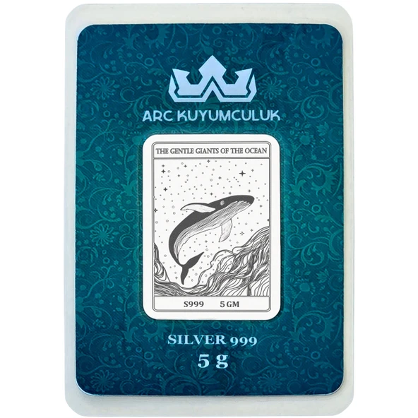 Güç ve Özgürlüğün Simgesi Olan Balina Temalı Hediyeye Özel 999 Ayar Gümüş Külçesi-662 ürün görseli