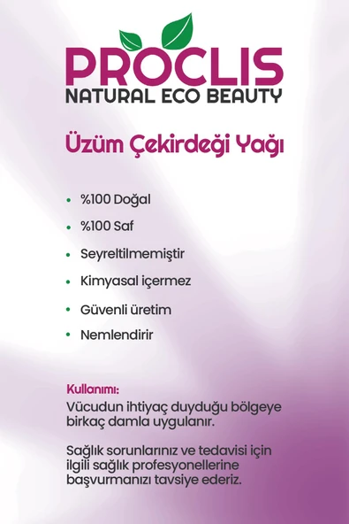 PROCLİS %100 Doğal Soğuk Sıkım Sabit Üzüm Çekirdeği Yağı, Grape Seed Oil, 50 ml - 4