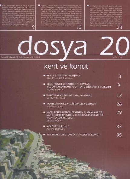 TMMOB Mimarlar Odası Ankara Şubesi Dosya 20 Eylül 2010 - Kent ve Konut ürün görseli 1