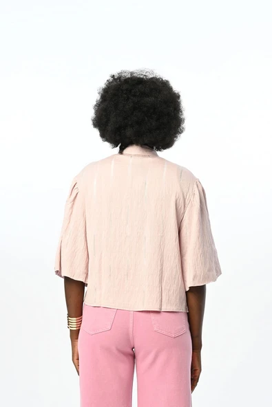 Kısa Kol Pudra Renk Gömlek - 9