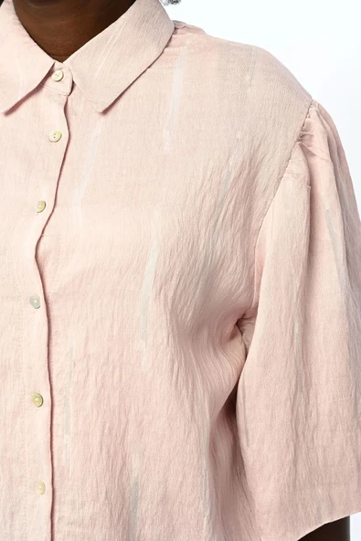 Kısa Kol Pudra Renk Gömlek - 6
