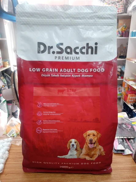 DR.SACCHİ Düşük Tahıllı Yetişkin Köpek Kuru Mama Sığır Etli 2 kg - 1