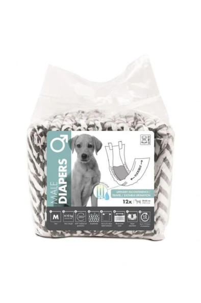 M-PETS Diapers Erkek Köpekler Için Külot Medium 12li ürün görseli 1