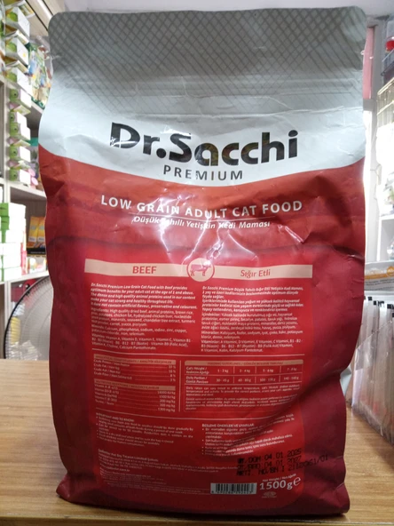 DR.SACCHİ Düşük Tahıllı Kuru Kedi Mama Sığır Etli 1.5 kg X 2 PAKET - 2