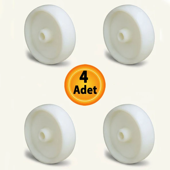 Beyaz Poliamid Yedek Teker 4’lü Set 100x35 mm Dayanıklı Endüstriyel Sanayi Tipi Tekerlek - Resim 2