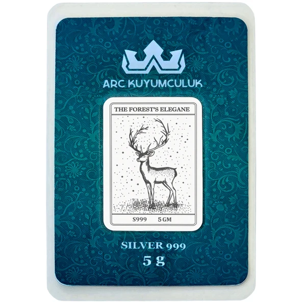 Doğanın Zarafetini Simgeleyen Geyik Temalı Hediyeye Özel 999 Ayar Gümüş Külçesi-663 ürün görseli