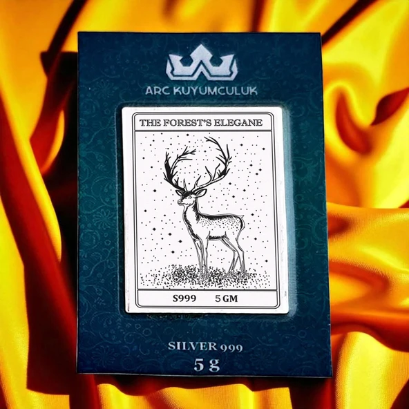 Doğanın Zarafetini Simgeleyen Geyik Temalı Hediyeye Özel 999 Ayar Gümüş Külçesi-663