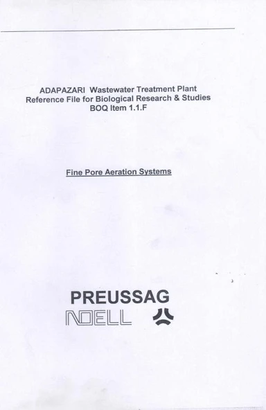 Adapazarı Belediyesi WWTP - Reference File for Biological Research & Studies - BOQ Item 1.1.F - Presented by Preussag Noell Wassertechnik GmbH / Fine Pore Aeration Systems ürün görseli 1