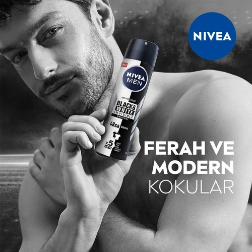 Nivea Invisible For Black  White Orijinal Deodorant For Men 150 ml - Resim 2