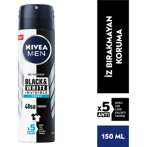 Nivea Invisible for Black  White Deodorant (Fresh) Bay 150 ml ürün görseli